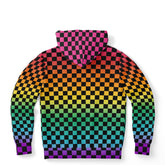 Bright Rainbow Pride Black Checkered Pullover Hoodie